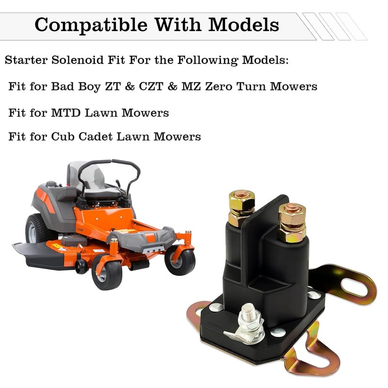 FBLOWMOD 108-5349-00 Starter Solenoid Relay for Riding Lawn Mower, 12V Relay Switch, Fit for Bad Boy Zero Turn Mowers ZT, CZT, MZ, MTD, Replace 925-1426A, 852-1251-210 - Image 2